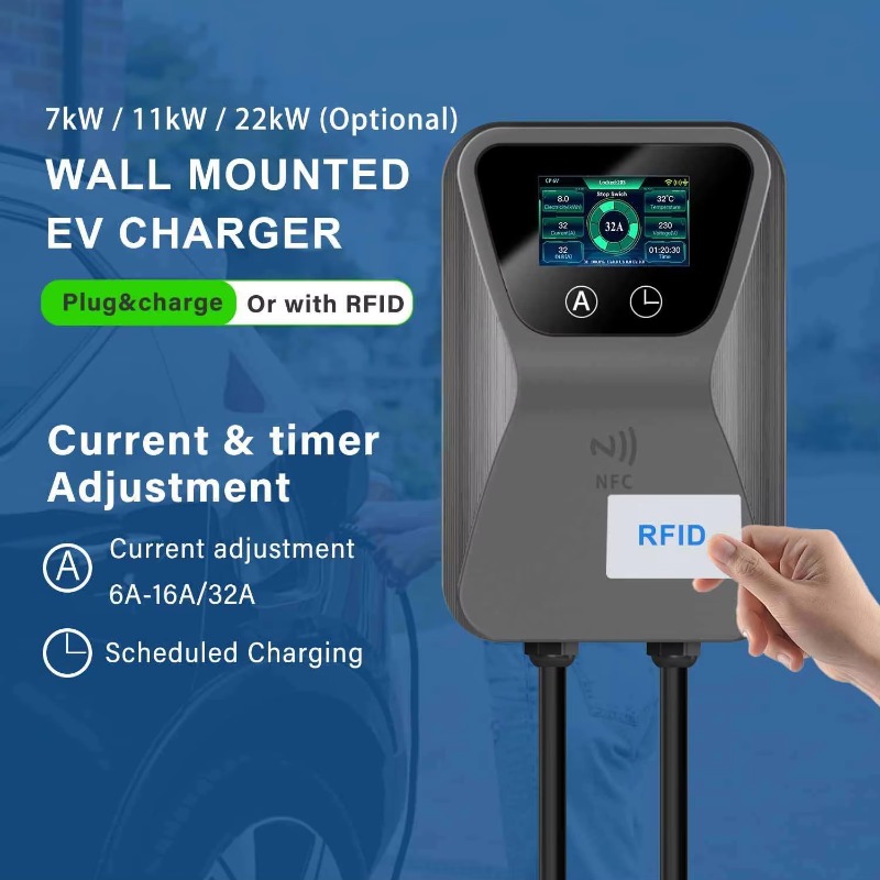 22Kw Wallbox Type 2 Ocpp Rfid - شاحن سيارات كهربائية ذكي للحائط 7